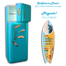Load image into Gallery viewer, SAN DIEGO, WOOD SURFBOARD WALL HANGINGS, MAGNETS AND KEY-CHAINS PRICED FROM: