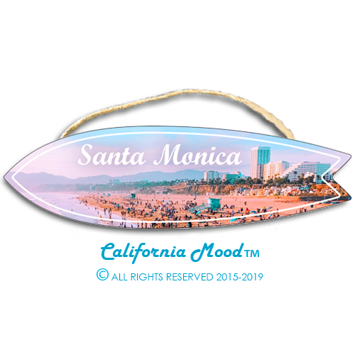 SANTA MONICA, WOOD SURFBOARD WALL HANGINGS, MAGNETS AND KEY-CHAINS PRICED FROM: