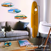Load image into Gallery viewer, SAN DIEGO, WOOD SURFBOARD WALL HANGINGS, MAGNETS AND KEY-CHAINS PRICED FROM:
