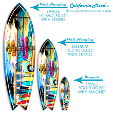 Load image into Gallery viewer, SAN DIEGO, WOOD SURFBOARD WALL HANGINGS, MAGNETS AND KEY-CHAINS PRICED FROM: