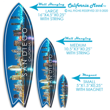 Load image into Gallery viewer, SAN DIEGO, WOOD SURFBOARD WALL HANGINGS, MAGNETS AND KEY-CHAINS PRICED FROM: