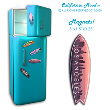 Load image into Gallery viewer, LOS ANGELES, WOOD SURFBOARD WALL HANGINGS, MAGNETS AND KEY-CHAINS PRICED FROM: