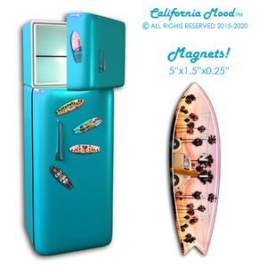 VENICE BEACH, WOOD SURFBOARD WALL HANGINGS, MAGNETS AND KEY-CHAINS PRICED FROM: