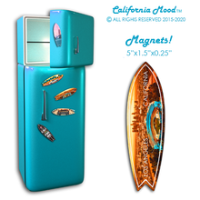 Load image into Gallery viewer, LOS ANGELES, WOOD SURFBOARD WALL HANGINGS, MAGNETS AND KEY-CHAINS PRICED FROM: