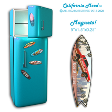 Load image into Gallery viewer, LOS ANGELES, WOOD SURFBOARD WALL HANGINGS, MAGNETS AND KEY-CHAINS PRICED FROM: