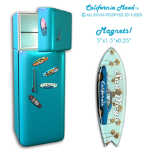 Load image into Gallery viewer, SAN DIEGO, WOOD SURFBOARD WALL HANGINGS, MAGNETS AND KEY-CHAINS PRICED FROM: