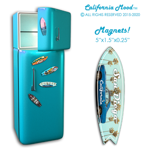SAN DIEGO, WOOD SURFBOARD WALL HANGINGS, MAGNETS AND KEY-CHAINS PRICED FROM: