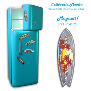 SAN DIEGO, WOOD SURFBOARD WALL HANGINGS, MAGNETS AND KEY-CHAINS PRICED FROM: