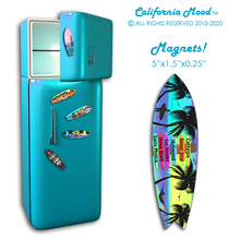 Load image into Gallery viewer, LOS ANGELES, WOOD SURFBOARD WALL HANGINGS, MAGNETS AND KEY-CHAINS PRICED FROM: