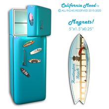 Load image into Gallery viewer, HUNTINGTON BEACH, WOOD SURFBOARD WALL HANGINGS, MAGNETS AND KEY-CHAINS  PRICED FROM: