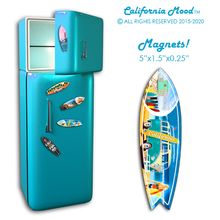 Load image into Gallery viewer, MONTEREY, WOOD SURFBOARD WALL HANGINGS, MAGNETS AND KEY-CHAINS PRICED FROM: