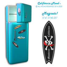 Load image into Gallery viewer, MONTEREY, WOOD SURFBOARD WALL HANGINGS, MAGNETS AND KEY-CHAINS PRICED FROM: