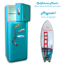 Load image into Gallery viewer, SAN FRANCISCO, WOOD SURFBOARD WALL HANGINGS, MAGNETS AND KEY-CHAINS PRICED FROM: