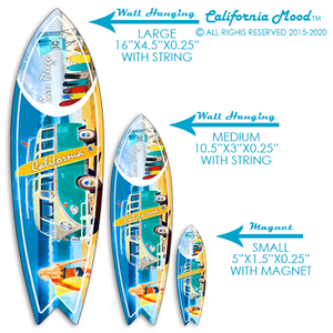 SAN DIEGO, WOOD SURFBOARD WALL HANGINGS, MAGNETS AND KEY-CHAINS PRICED FROM: