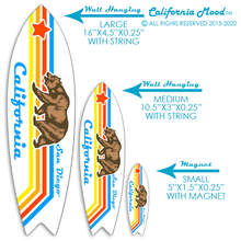 Load image into Gallery viewer, SAN DIEGO, WOOD SURFBOARD WALL HANGINGS, MAGNETS AND KEY-CHAINS PRICED FROM: