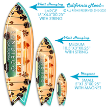 Load image into Gallery viewer, SAN DIEGO, WOOD SURFBOARD WALL HANGINGS, MAGNETS AND KEY-CHAINS PRICED FROM: