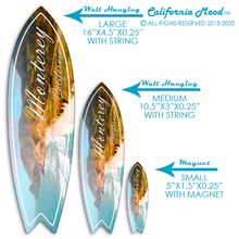 Load image into Gallery viewer, MONTEREY, WOOD SURFBOARD WALL HANGINGS, MAGNETS AND KEY-CHAINS PRICED FROM: