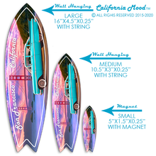Load image into Gallery viewer, SAN FRANCISCO, WOOD SURFBOARD WALL HANGING, MAGNETS AND KEY-CHAINS PRICED FROM: