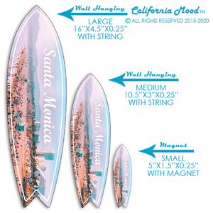SANTA MONICA, WOOD SURFBOARD WALL HANGINGS, MAGNETS AND KEY-CHAINS PRICED FROM: