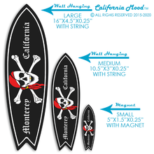 Load image into Gallery viewer, MONTEREY, WOOD SURFBOARD WALL HANGINGS, MAGNETS AND KEY-CHAINS PRICED FROM: