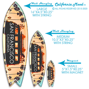 SAN FRANCISCO, WOOD SURFBOARD WALL HANGINGS, MAGNETS AND KEY-CHAINS PRICED FROM: