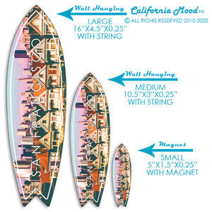 SAN FRANCISCO, WOOD SURFBOARD WALL HANGINGS AND MAGNETS PRICED FROM: