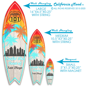SAN DIEGO, WOOD SURFBOARD WALL HANGINGS, MAGNETS AND KEY-CHAINS PRICED FROM: