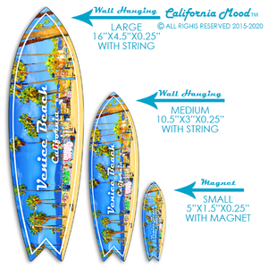 VENICE BEACH, WOOD SURFBOARD WALL HANGINGS, MAGNETS AND KEY-CHAINS PRICED FROM:
