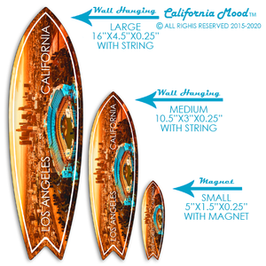 LOS ANGELES, WOOD SURFBOARD WALL HANGINGS, MAGNETS AND KEY-CHAINS PRICED FROM: