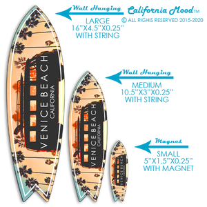 VENICE BEACH, WOOD SURFBOARD WALL HANGINGS, MAGNETS AND KEY-CHAINS PRICED FROM: