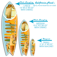 Load image into Gallery viewer, MALIBU, WOOD SURFBOARD WALL HANGINGS, MAGNETS AND KEY-CHAINS PRICED FROM: