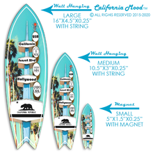 Load image into Gallery viewer, HOLLYWOOD, WOOD SURFBOARD WALL HANGINGS, MAGNETS AND KEY-CHAINS PRICED FROM: