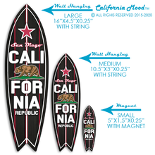 Load image into Gallery viewer, SAN DIEGO, WOOD SURFBOARD WALL HANGINGS, MAGNETS AND KEY-CHAINS PRICED FROM: