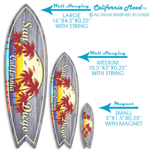 Load image into Gallery viewer, SAN DIEGO, WOOD SURFBOARD WALL HANGINGS, MAGNETS AND KEY-CHAINS PRICED FROM:
