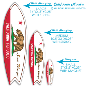 SAN DIEGO, WOOD SURFBOARD WALL HANGINGS, MAGNETS AND KEY-CHAINS PRICED FROM: