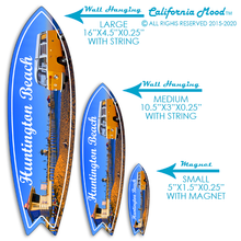 Load image into Gallery viewer, HUNTINGTON BEACH, WOOD SURFBOARD WALL HANGINGS, MAGNETS AND KEY-CHAINS PRICED FROM: