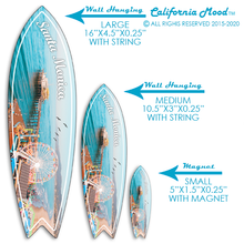 Load image into Gallery viewer, SANTA MONICA, WOOD SURFBOARD WALL HANGINGS, MAGNETS AND KEY-CHAINS PRICED FROM: