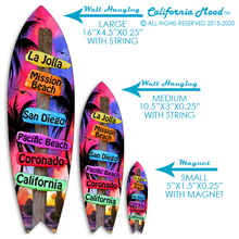 Load image into Gallery viewer, SAN DIEGO, WOOD SURFBOARD WALL HANGINGS, MAGNETS AND KEY-CHAINS PRICED FROM: