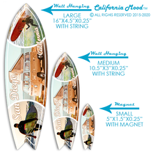 Load image into Gallery viewer, SAN DIEGO, WOOD SURFBOARD WALL HANGINGS, MAGNETS AND KEY-CHAINS PRICED FROM: