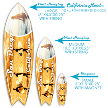 Load image into Gallery viewer, SAN DIEGO, WOOD SURFBOARD WALL HANGINGS, MAGNETS AND KEY-CHAINS PRICED FROM: