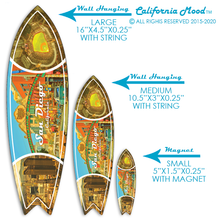 Load image into Gallery viewer, SAN DIEGO, WOOD SURFBOARD WALL HANGINGS, MAGNETS AND KEY-CHAINS PRICED FROM: