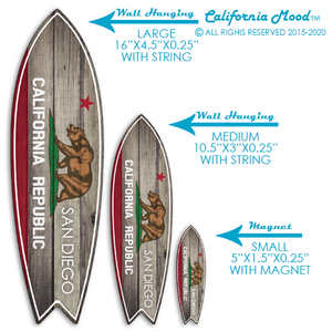 SAN DIEGO, WOOD SURFBOARD WALL HANGINGS, MAGNETS AND KEY-CHAINS PRICED FROM: