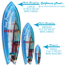Load image into Gallery viewer, SAN FRANCISCO, WOOD SURFBOARD WALL HANGINGS, MAGNETS AND KEY-CHAINS PRICED FROM: