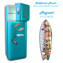 Load image into Gallery viewer, SAN FRANCISCO, WOOD SURFBOARD WALL HANGINGS AND MAGNETS PRICED FROM:
