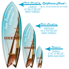 Load image into Gallery viewer, SAN FRANCISCO, WOOD SURFBOARD WALL HANGINGS, MAGNETS AND KEY-CHAINS PRICED FROM: