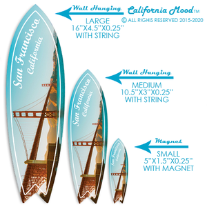 SAN FRANCISCO, WOOD SURFBOARD WALL HANGINGS, MAGNETS AND KEY-CHAINS PRICED FROM: