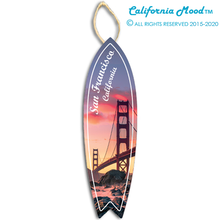 Load image into Gallery viewer, SAN FRANCISCO, WOOD SURFBOARD WALL HANGINGS, MAGNETS AND KEY-CHAINS PRICED FROM: